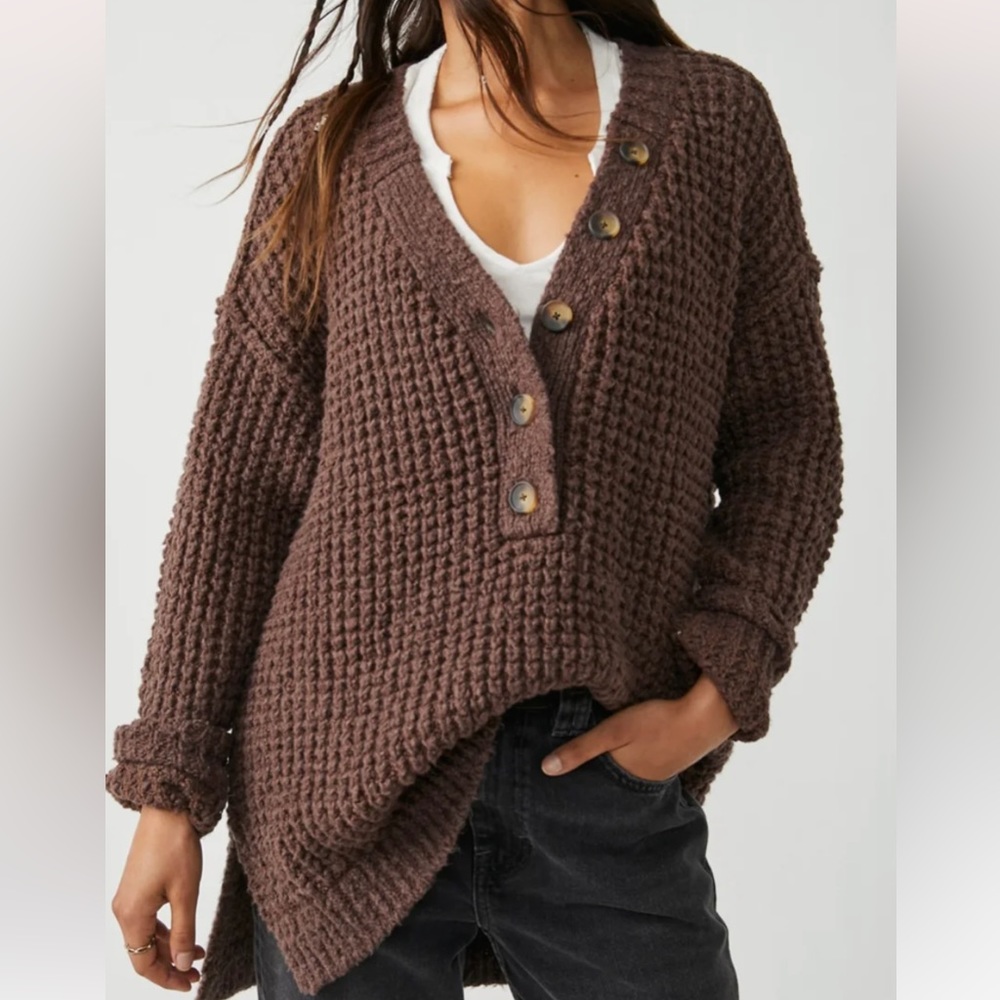 Free People whistle thermal Henley sweater
